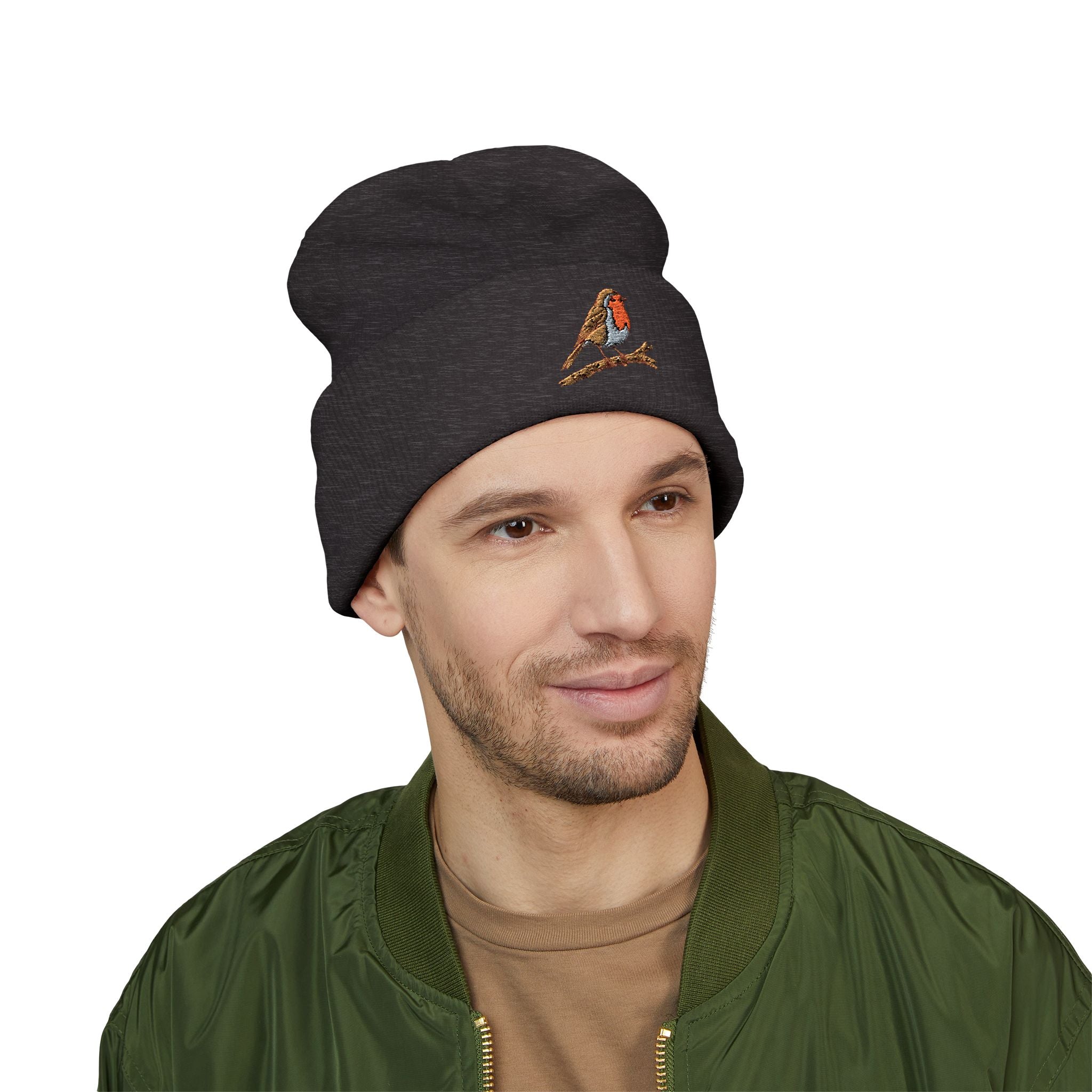 Embroidered Robin Beanie