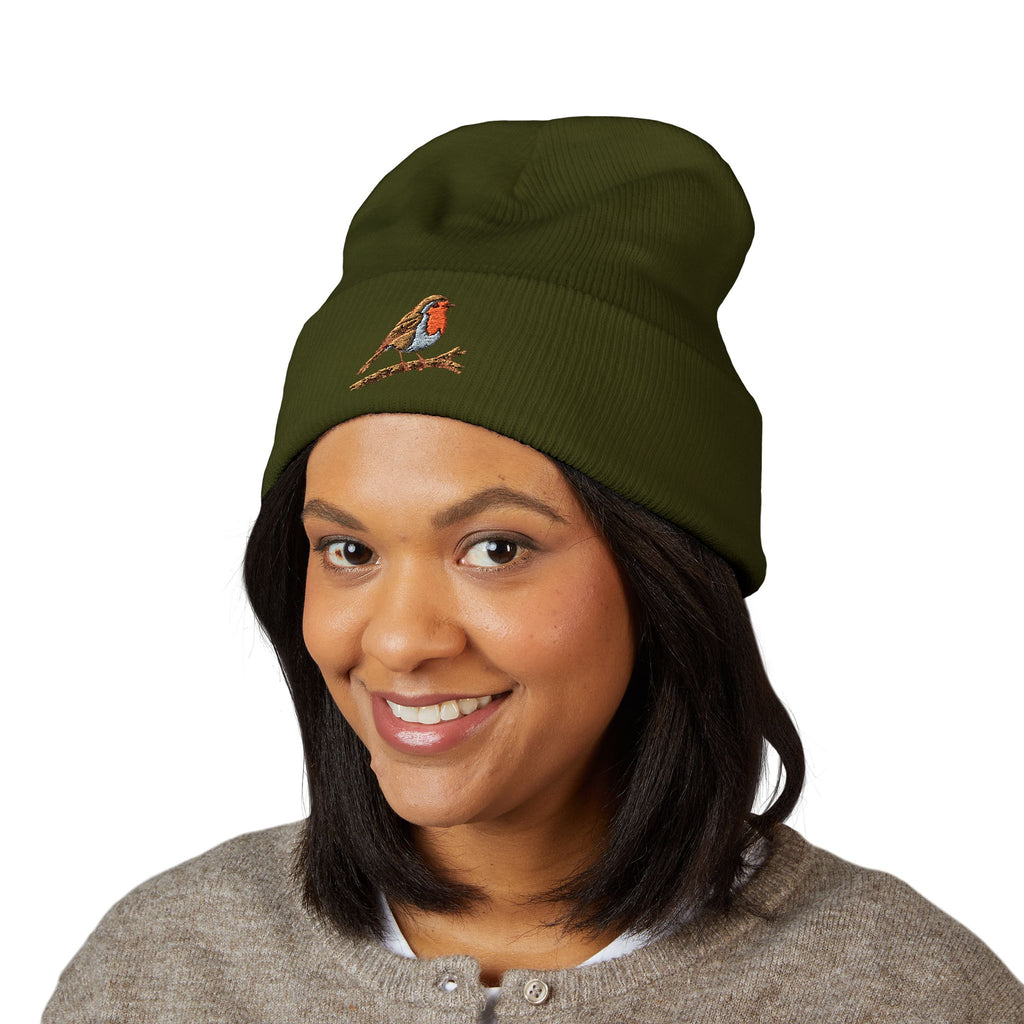 Embroidered Robin Beanie