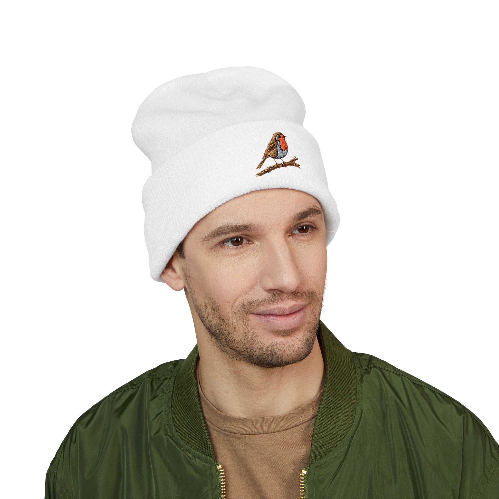 Embroidered Robin Beanie