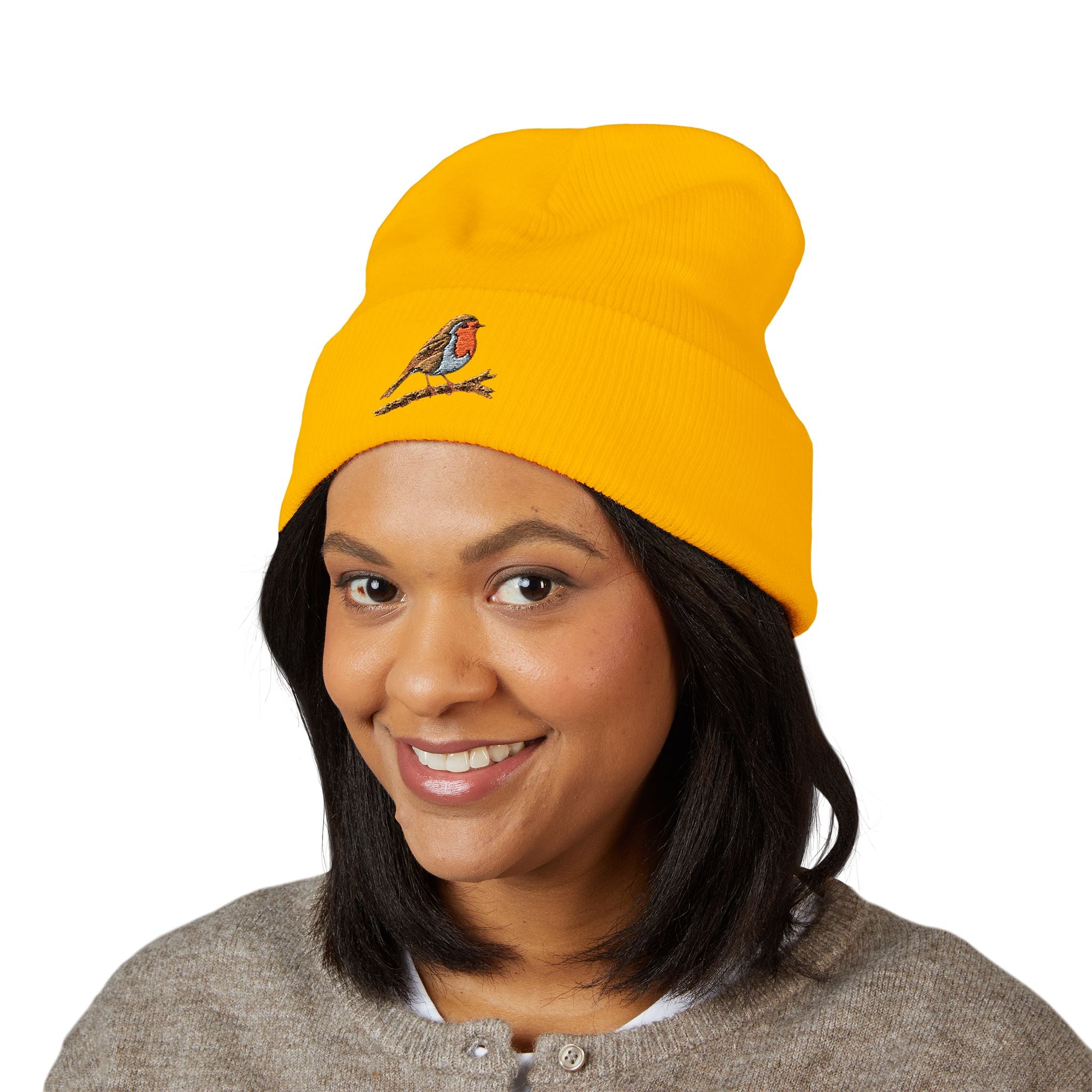 Embroidered Robin Beanie