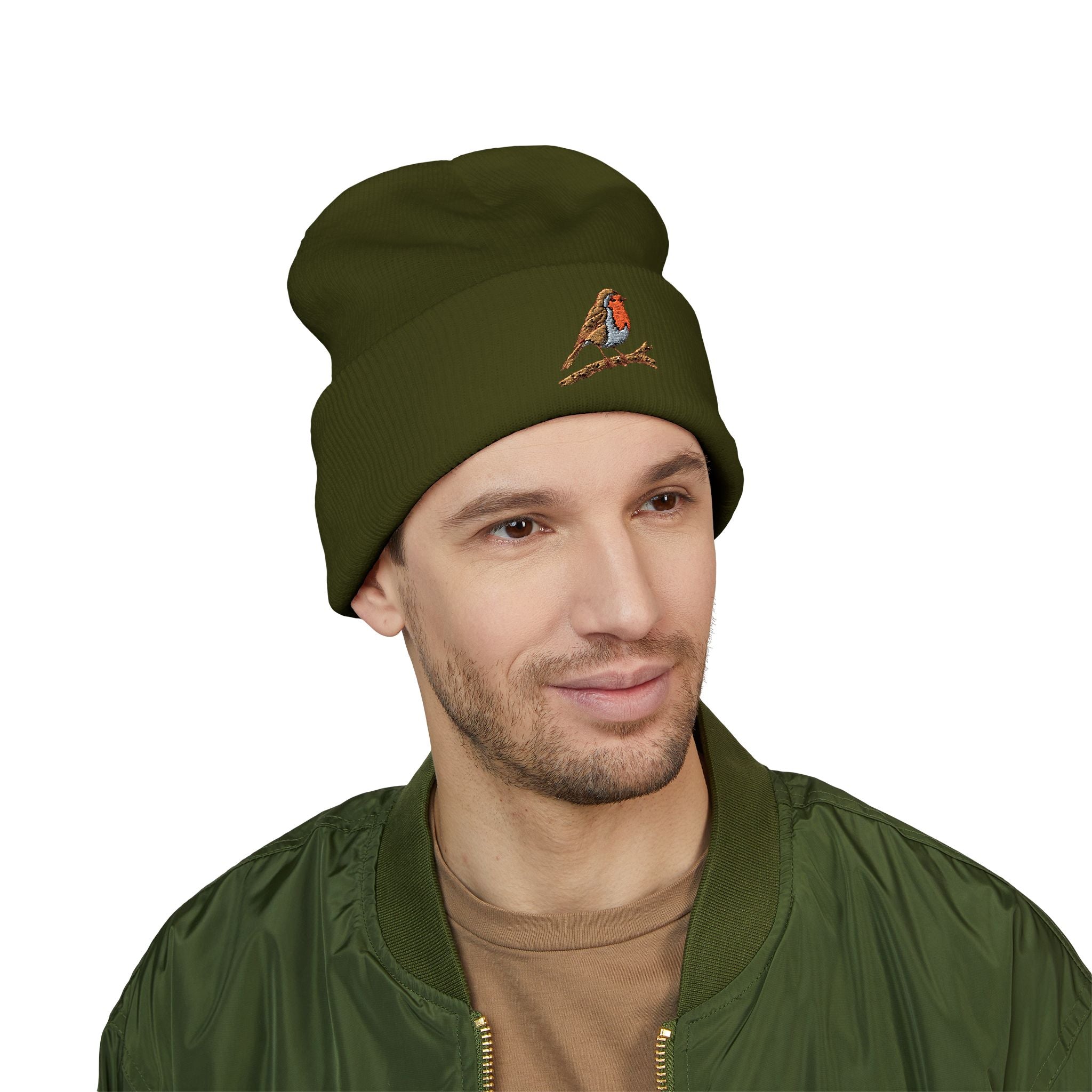 Embroidered Robin Beanie