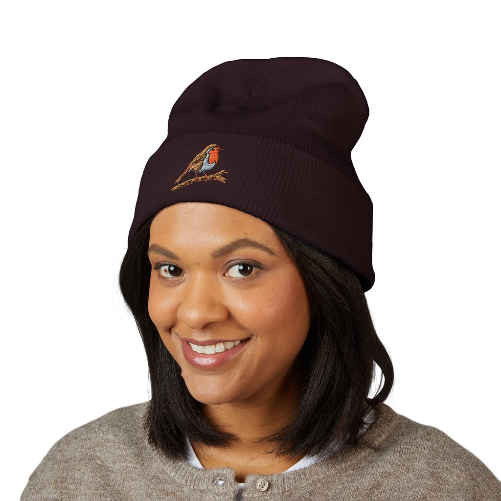 Embroidered Robin Beanie