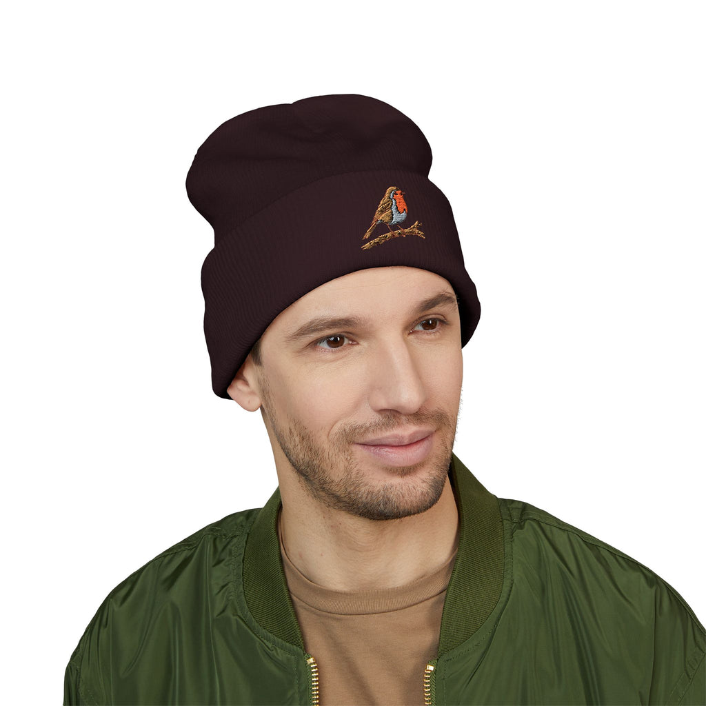 Embroidered Robin Beanie