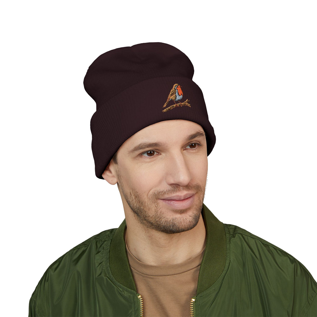 Embroidered Robin Beanie